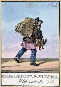Commerciante di pollame - Incisione del XIX secolo
