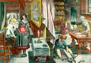 Preparazione e somministrazione di medicinali a base di guano contro la sifilide venerea da Unknown artist