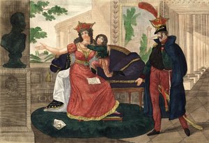 La principessa Poniatowski apprende della morte del marito - Incisione dell