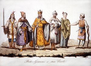 Prete Giovanni e la sua corte. Incisione inizio XIX secolo da Unknown artist