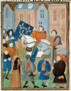 Proclamazione della pace a Reims il 2 ottobre 1435 dopo la firma del Trattato di Arras tra il re Carlo VII e il duca di Borgogna Filippo III il Buono che pose fine alla guerra civile tra gli Armagnacchi e i Borgognoni. Miniatura da 