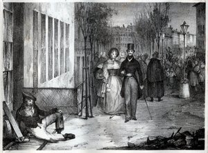 Passeggiata sui boulevard a Parigi nel XIX secolo - incisione da Unknown artist