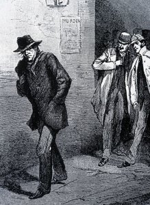 Atmosfera di psicosi di notte nelle strade di Londra (a causa degli omicidi di Jack lo Squartatore) - fine XIX secolo, c. 1888.