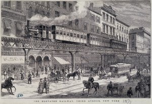 Ferrovia sopraelevata sulla 3rd Avenue, New York da Unknown artist
