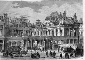 Lavori di ricostruzione del Palazzo Reale a Parigi da Unknown artist