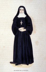 Religiose della Visitazione, un ordine fondato da San Francesco di Sales e Santa Giovanna di Chantal nel 1610. Incisione del XIX secolo da Unknown artist