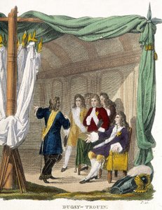 René Duguay Trouin (Duguay-Trouin) (René Trouin du Gué detto) (1673-1736) davanti al re Luigi XIV (1638-1715). Incisione del XIX secolo da Unknown artist