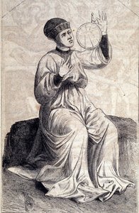 Rappresentazione di un astrologo che usa un astrolabio nel XV secolo. Incisione da "De machinis Bellicis" da Unknown artist