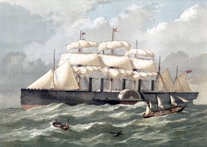 Rappresentazione della nave britannica Great Eastern, primo grande transatlantico, inaugurato nel 1858 progettato da Isambard Kingdom Brunel da Unknown artist