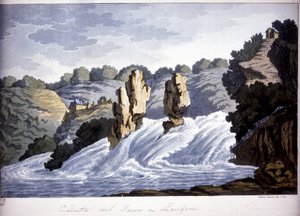 Cascata del Reno a Laufen, Germania. Incisione dell