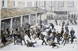 Pista di pattinaggio a Halifax, Nuova Scozia - in "Sketches of canadian sports and pastimes" di Lieut. Henry Buckton Laurence da Unknown artist
