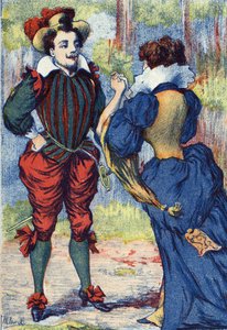 Riquet a la Houppe diventa un bel gentiluomo. Illustrazione anonima per "Riquet a la houppe" di Charles Perrault (1628-1703), scrittore francese. Immagini di Marcel Vagne, Jarville Nancy, senza data (fine XIX secolo) da Unknown artist
