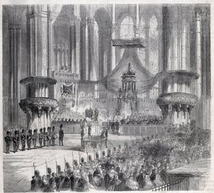Risorgimento - Celebrazione del Te Deum nel Duomo di Milano alla presenza dei re d