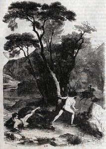 Orlando inseguendo Angelica - incisione del 1851 da 