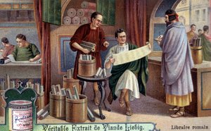 Libraio romano. Cromolitografia, immagine Liebig da Unknown artist