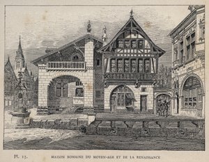 Casa romana del Medioevo e Rinascimento - incisione del 1889 in 