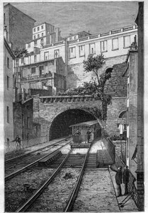 Route du chemin de fer de Lyon à Fourviere - incisione in "Journal des voyages" 1884