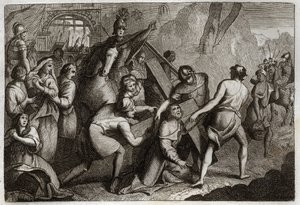 Bibbia di Royaumont, Nuovo Testamento: Via Crucis. Gesù Cristo porta la sua croce al Monte Calvario con l