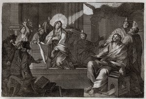 Bibbia di Royaumont, Nuovo Testamento: Pentecoste. Lo Spirito Santo scende sulla Vergine Maria e sugli Apostoli. Illustrazione del 1811. da Unknown artist