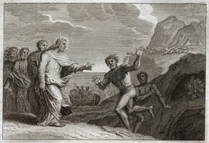 Bibbia di Royaumont, Nuovo Testamento: Guarigione del posseduto. Gesù Cristo guarisce un posseduto che il demonio aveva reso furioso. Illustrazione del 1811.