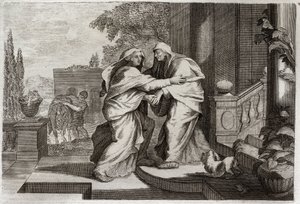 Bibbia di Royaumont, Nuovo Testamento: Visitazione. La Beata Vergine Maria visita sua cugina Elisabetta. Illustrazione del 1811 da Unknown artist