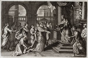 Bibbia di Royaumont, Antico Testamento: Ester si presenta davanti al re Serse I, con l