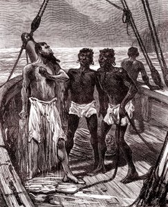 Trasporto della gomma sul fiume Maroni, Guyana da Unknown artist