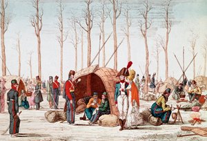 Soldati russi accampati sugli Champs-Elysees, Parigi, Francia, 31 marzo 1814 (incisione) da Unknown artist