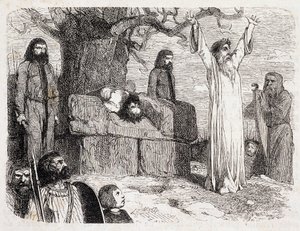 Sacrificio umano da parte dei druidi - in "La bretagne ancienne et moderne" di Pitre-Chevalier, edito da W. Coquebert