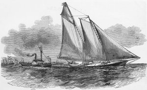 Vela: America alle regate di Cowes prendendo la testa della gara - incisione, Bibl. des arts deco da Unknown artist