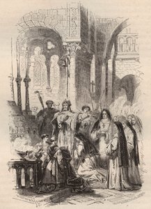 Navigazione di Santa Cunegonda di Lussemburgo (ca. 975-1033/1039) nel 1024, consegnata dal vescovo di Paderborn Meinwerk (ca. 975-1036) nell