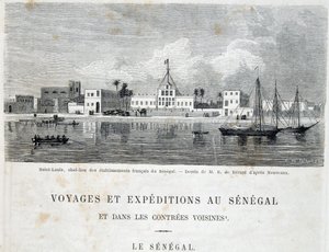 Saint-Louis, capitale degli stabilimenti francesi in Senegal - in "Viaggio e viaggi in Senegal" in Tour du Monde, 2º trimestre 1861 da Unknown artist