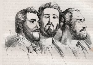 Saint-Simonianismo - Saint-Simoniani - Charles Duveyrier (1803-1866) - Emile Barrault (1799-1869) - Michel Chevalier (1806-1879) - Incisione del 1882 in Histoire de dix ans: 1830-1840 di Louis-Blanc (1811-1882) da Unknown artist