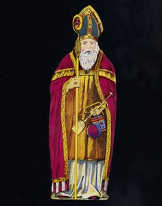 San Nicola con giocattoli in mano. Cartone del XIX secolo