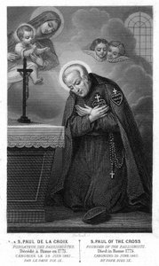 San Paolo della Croce, fondatore dei Passionisti deluso a Roma nel 1775, canonizzato il 29 giugno 1867 da Papa Pio IX. Incisione del XIX secolo. da Unknown artist