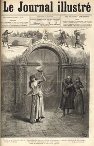 Sarah Bernhardt: Lady Macbeth in "Macbeth", dramma di Shakespeare, adattato da Jean Richepin - Teatro de la Porte Saint-Martin - incisione in "Le Journal Illustré" del 1884 da Unknown artist