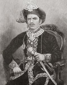 Sayajirao Gaekwad III, 17 anni, maharaja dello Stato di Baroda, India (incisione) da Unknown artist