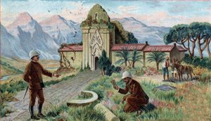 Scene di regni scomparsi: Tempio nelle montagne della provincia di Qui-Nhon in Cambogia. Cromolitografia del XIX secolo da Unknown artist