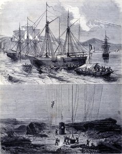Ricerca di galeoni spagnoli naufragati nella Baia di Vigo nel 1702. XIX secolo