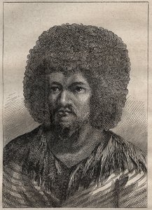 Secondo viaggio (1772-1775) del capitano James Cook (1728-1779): ritratto di O-Too (O Too), re di Tahiti - illustrazione tratta da 