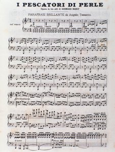 Pagina della partitura per I pescatori di perle, opera di Georges Bizet da Unknown artist