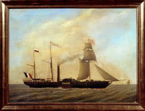 Nave con pale sul fiume Tago