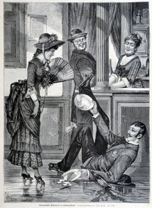 Scena di pattinaggio in una birreria. Un ragazzo cade e rompe i piatti che portava (1883) da Unknown artist