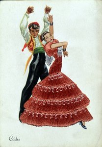 Ballerini di flamenco spagnoli in abiti tradizionali da Unknown artist
