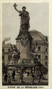 Statua della Repubblica, Place de la Republique a Parigi. Cromolitografia della fine del XIX secolo