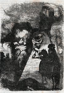 Lotta tra Orlando e Rodomonte - incisione del 1851 da "Orlando furioso" (XVI secolo) di Ludovico Ariosto, edizione tradotta dall