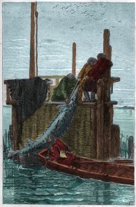 Pesca dello storione nel fiume Volga. (Storione) (Acipenser sturio) da Unknown artist