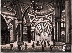 Stoccarda, Germania: vista della sala della stazione ferroviaria in "Il mondo illustra 168 vedute"