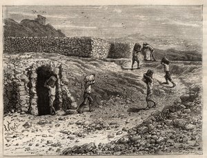 Zolfo - Una miniera di zolfo a Girgenti, Sicilia - incisione in 