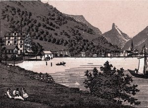 Svizzera: vista della città di Fluelen da Unknown artist